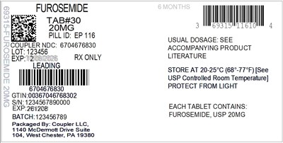 Label (69315 116 10 Furosemide 20mg 67046 768 30)